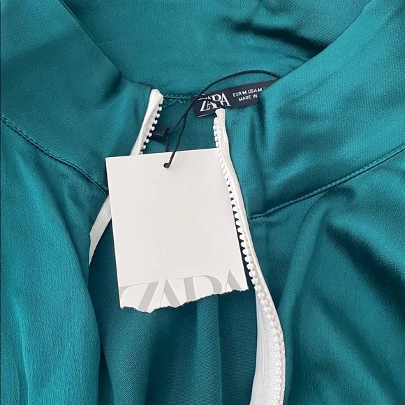 Zara Teal and White Women's Jumpsuit jacket - Picture 2 of 2